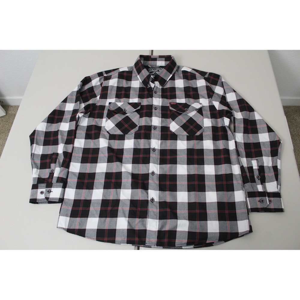 Dixxon Flannel Co Agnostic Front Plaid Shirt Mens 2X Black White Red D-Tech